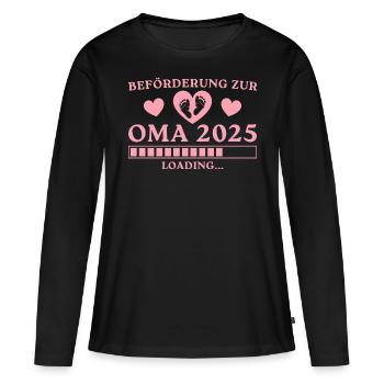 Beförderung zur Oma 2025 loading - Frauen Premium Bio Langarmshirt - Schwarz - Vorne - Julia (174cm)