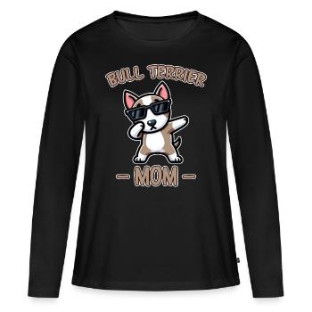 Bull Terrier Dire Drôle Bull Terrier Cadeau - T-shirt manches longues Premium bio Femme - noir - Devant - Julia (174cm)