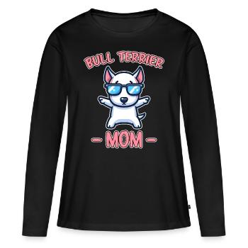 Bull Terrier Dire Drôle Bull Terrier Cadeau - T-shirt manches longues Premium bio Femme - noir - Devant - Julia (174cm)
