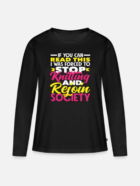 Knitting and Society - Women's Premium Organic Long Sleeve Shirt - black