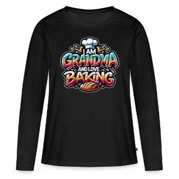 Ich bin Oma und backe gerne - Frauen Premium Bio Langarmshirt - Schwarz - Vorne - Julia (174cm)