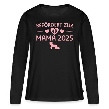 Werdende Mutter 2025 Babyparty - Frauen Premium Bio Langarmshirt - Schwarz - Vorne - Julia (174cm)