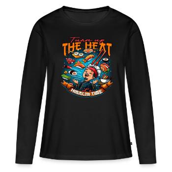 Hibachi Teppanyaki fait monter la température - T-shirt manches longues Premium bio Femme - noir - Devant - Julia (174cm)