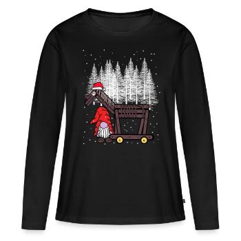 Père Noël Père Noël Père Noël Cheval - T-shirt manches longues Premium bio Femme - noir - Devant - Julia (174cm)
