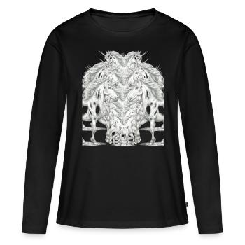 Licorne Licornes Créatures mythiques Animaux mythiques Fable - T-shirt manches longues Premium bio Femme - noir - Devant - Julia (174cm)