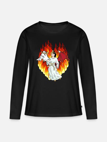 Engel okkult spirituell - Frauen Premium Bio Langarmshirt - Schwarz