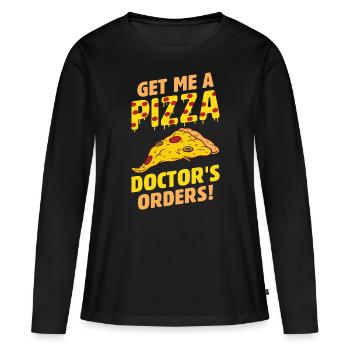 Witziger Pizza Spruch - Frauen Premium Bio Langarmshirt - Schwarz - Vorne - Julia (174cm)