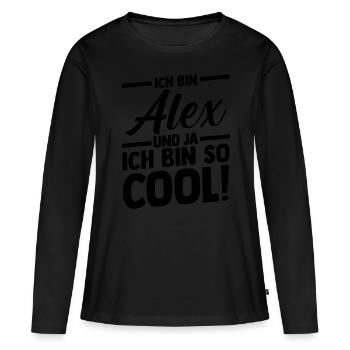 Alexander Alexandra Alexa Alex - T-shirt manches longues Premium bio Femme - noir - Devant - Julia (174cm)