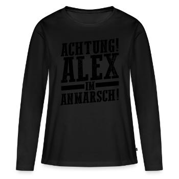 Alexander Alexandra Alexa Alex - T-shirt manches longues Premium bio Femme - noir - Devant - Julia (174cm)