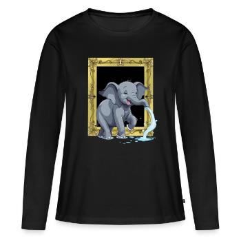 Éléphant Trompe d’éléphant - T-shirt manches longues Premium bio Femme - noir - Devant - Julia (174cm)