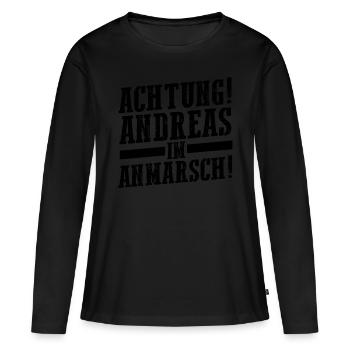 Prénom Andreas - T-shirt manches longues Premium bio Femme - noir - Devant - Julia (174cm)