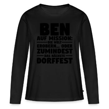 Prénom Ben - T-shirt manches longues Premium bio Femme - noir - Devant - Julia (174cm)