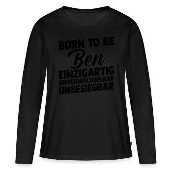 Prénom Ben - T-shirt manches longues Premium bio Femme - noir - Devant - Julia (174cm)