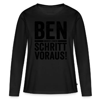 Prénom Ben - T-shirt manches longues Premium bio Femme - noir - Devant - Julia (174cm)