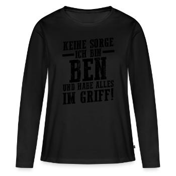 Prénom Ben - T-shirt manches longues Premium bio Femme - noir - Devant - Julia (174cm)