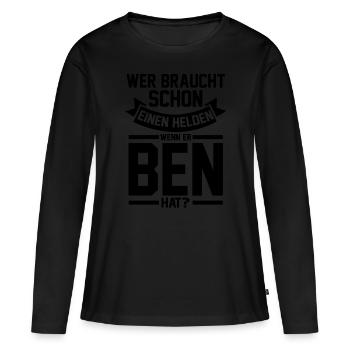 Prénom Ben - T-shirt manches longues Premium bio Femme - noir - Devant - Julia (174cm)