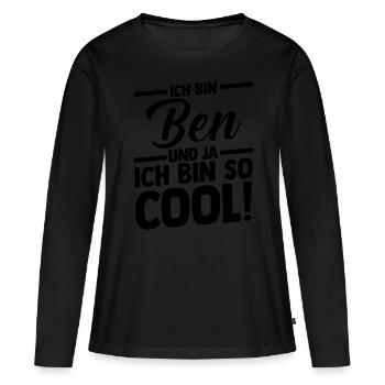 Prénom Ben - T-shirt manches longues Premium bio Femme - noir - Devant - Julia (174cm)