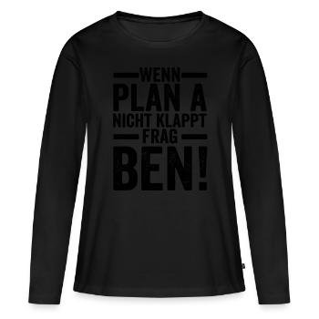 Prénom Ben - T-shirt manches longues Premium bio Femme - noir - Devant - Julia (174cm)