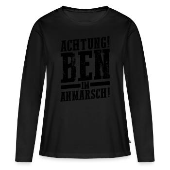Prénom Ben - T-shirt manches longues Premium bio Femme - noir - Devant - Julia (174cm)