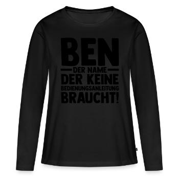 Prénom Ben - T-shirt manches longues Premium bio Femme - noir - Devant - Julia (174cm)