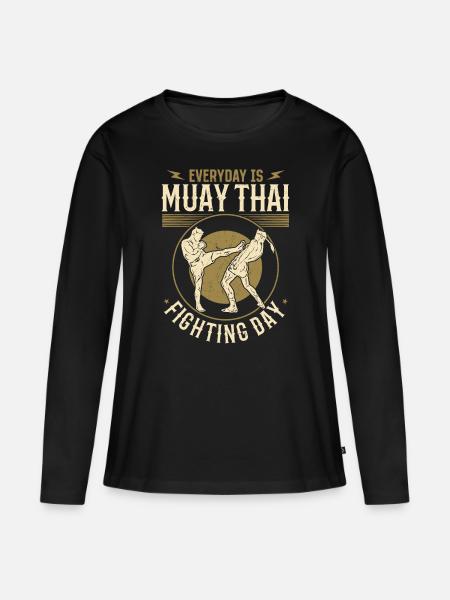 Every day is Muay Thai fighting day - Muay Thai Fi - Frauen Premium Bio Langarmshirt - Schwarz
