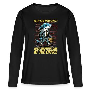 Shark Hunting Deep Sea Dangers Fossil Hunting - Women's Premium Organic Long Sleeve Shirt - black - Front - Julia (174cm)