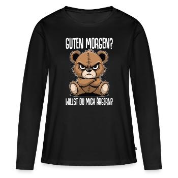 Bonjour? Voulez-vous m’ennuyer ? Grognement matinal - T-shirt manches longues Premium bio Femme - noir - Devant - Julia (174cm)