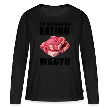 Wagyu Steak - T-shirt manches longues Premium bio Femme - noir - Devant - Julia (174cm)