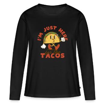 Je suis juste ici pour les tacos - T-shirt manches longues Premium bio Femme - noir - Devant - Julia (174cm)