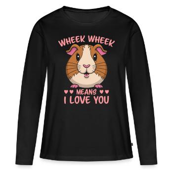 Dicton de cochon d’Inde, Cadeau de cochon d’Inde - T-shirt manches longues Premium bio Femme - noir - Devant - Julia (174cm)