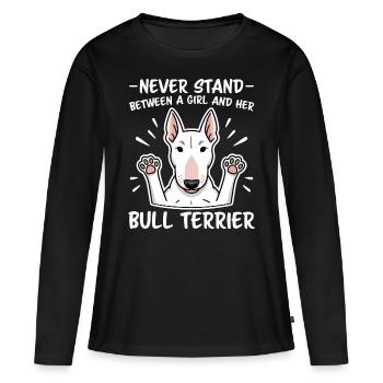 Bull terrier en disant, fille blague, Bull Terrier cadeau - T-shirt manches longues Premium bio Femme - noir - Devant - Julia (174cm)