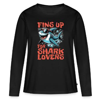 Un passionné de requins s’attaque à la vie marine des requins - T-shirt manches longues Premium bio Femme - noir - Devant - Julia (174cm)