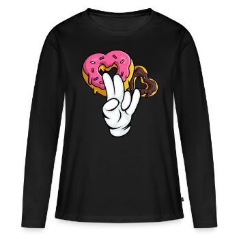 idiot embarrassant sarcasme nerd geek beignet - T-shirt manches longues Premium bio Femme - noir - Devant - Julia (174cm)