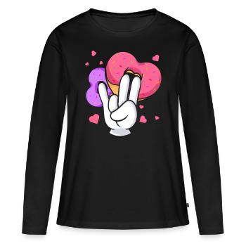 idiot embarrassant sarcasme nerd geek beignet - T-shirt manches longues Premium bio Femme - noir - Devant - Julia (174cm)