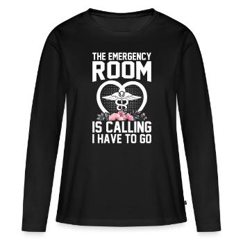 Infirmière Vie Infirmière Infirmière Infirmière Infirmière Urgentiste - T-shirt manches longues Premium bio Femme - noir - Devant - Julia (174cm)