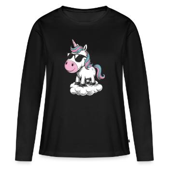 Colles Licorne - T-shirt manches longues Premium bio Femme - noir - Devant - Julia (174cm)