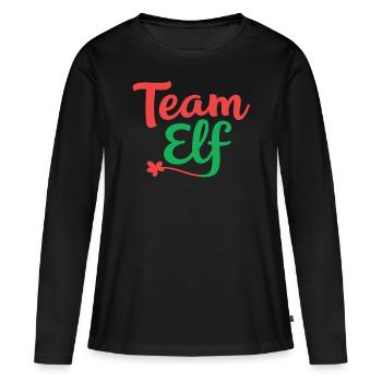 Équipe Elfe Onze Elfes Elfes Noël Onze Noël - T-shirt manches longues Premium bio Femme - noir - Devant - Julia (174cm)