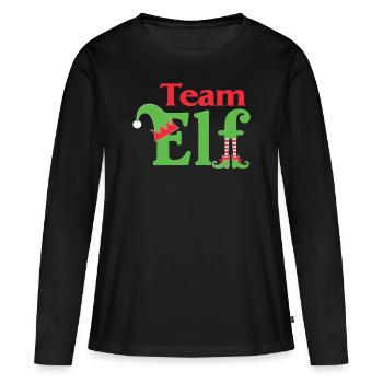 Équipe Elfe Onze Elfes Elfes Noël Onze Noël - T-shirt manches longues Premium bio Femme - noir - Devant - Julia (174cm)