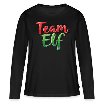Équipe Elfe Onze Elfes Elfes Noël Onze Noël - T-shirt manches longues Premium bio Femme - noir - Devant - Julia (174cm)