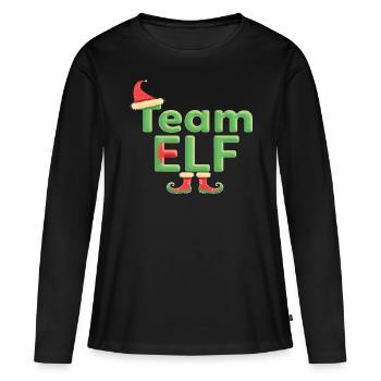 Équipe Elfe Onze Elfes Elfes Noël Onze Noël - T-shirt manches longues Premium bio Femme - noir - Devant - Julia (174cm)