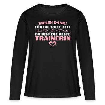 Vielen Dank Beste Trainerin Abschied Geschenk - Frauen Premium Bio Langarmshirt - Schwarz - Vorne - Julia (174cm)