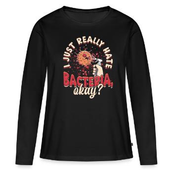Phobie nucléaire Mysophobie - T-shirt manches longues Premium bio Femme - noir - Devant - Julia (174cm)