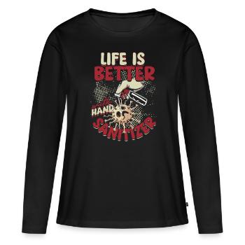 Phobie nucléaire Mysophobie - T-shirt manches longues Premium bio Femme - noir - Devant - Julia (174cm)