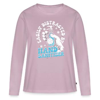 Phobie nucléaire Mysophobie - T-shirt manches longues Premium bio Femme - rose poudré - Devant - Julia (174cm)