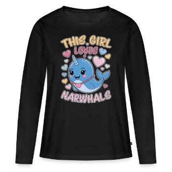 Narwal Spruch Narwale Lustiges Narwal Geschenk - Frauen Premium Bio Langarmshirt - Schwarz - Vorne - Julia (174cm)