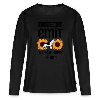 Je ne perds pas, j’émets des fibres magiques de joie Allemands S - T-shirt manches longues Premium bio Femme - noir - Devant - Julia (174cm)