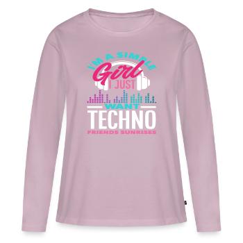 Techno Lover Einfache Mädchen Freunde - Frauen Premium Bio Langarmshirt - Altrosa - Vorne - Julia (174cm)