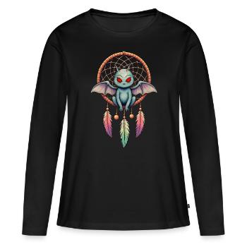 Traumfänger Mothman - Frauen Premium Bio Langarmshirt - Schwarz - Vorne - Julia (174cm)