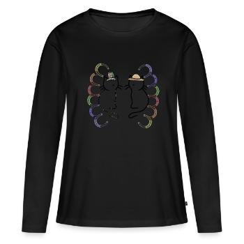 Wild West Chats Western Chat Enfants des années 80 - T-shirt manches longues Premium bio Femme - noir - Devant - Julia (174cm)