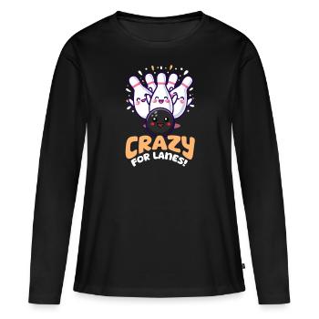 Bowling fou de pistes ! - T-shirt manches longues Premium bio Femme - noir - Devant - Julia (174cm)
